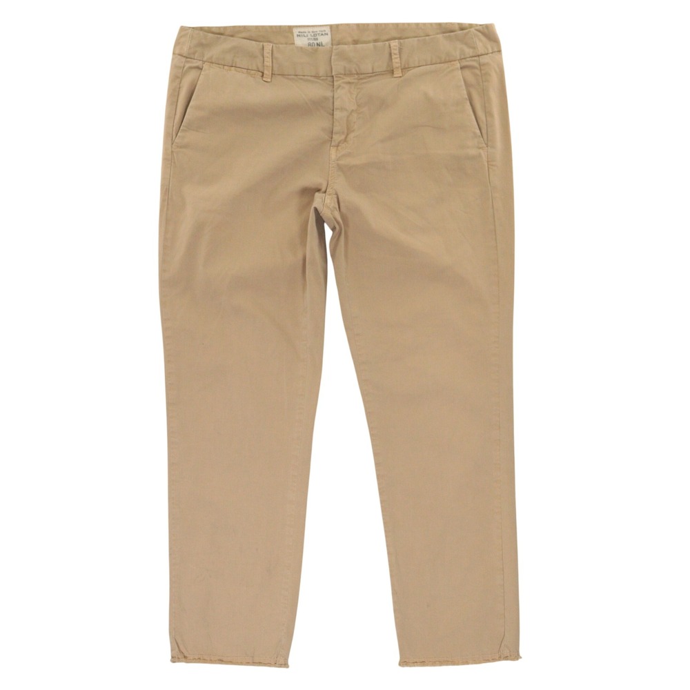 Nili Lotan East Hampton Pant Women 10 Capri Chino Twill Raw Hem Tan Cotton USA